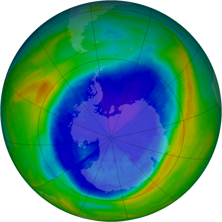 Antarctic ozone map for 13 September 2004